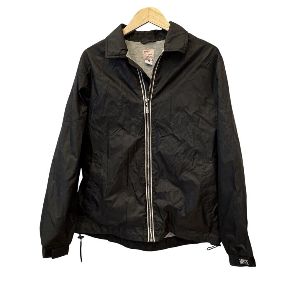 Vintage Levi's Dry Goods Two Horse Black Nylon Coaches Jacket Mens Size Small